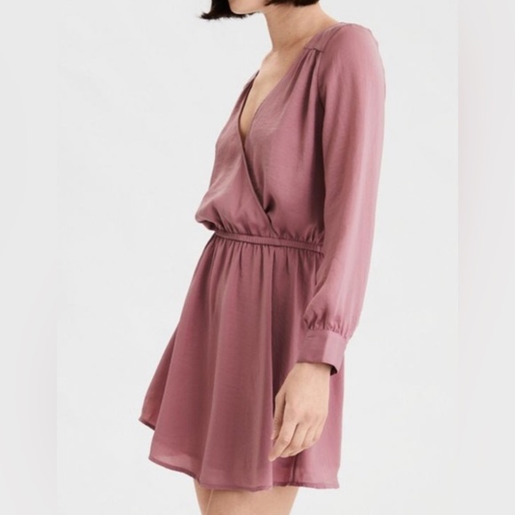 AMERICAN EAGLE - Silky Pink Mini Dress with Elastic Waistband - Picture 13 of 14